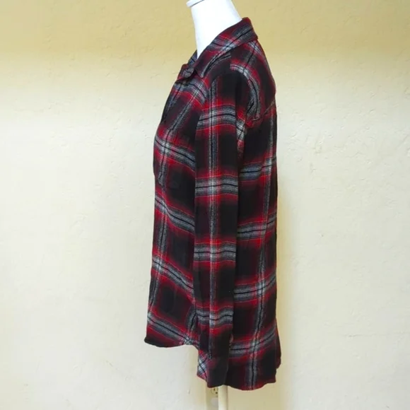Madewell Flannel Classic Ex-Boyfriend Shirt in Rollins Red Plaid Size Small - Picture 5 of 9
